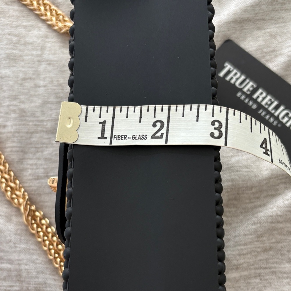 True Religion Black Textured Shoulder Bag with Gold Chain - Picture 8 of 10